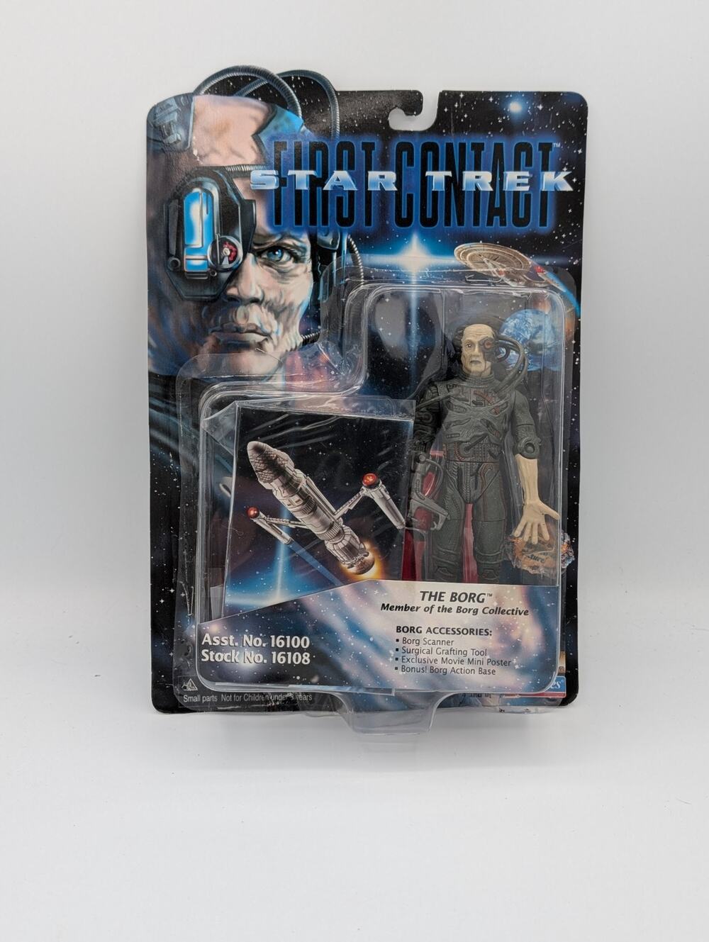 STAR TREK PLAYMATES TOYS FIRST CONTACT THE BORG FIGURE VTG MIB Peeling from card